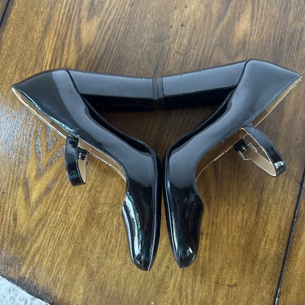 Polo Ralph Lauren Emerson Patent Leather Mary Jane Pumps Black Size 39 US 8.5